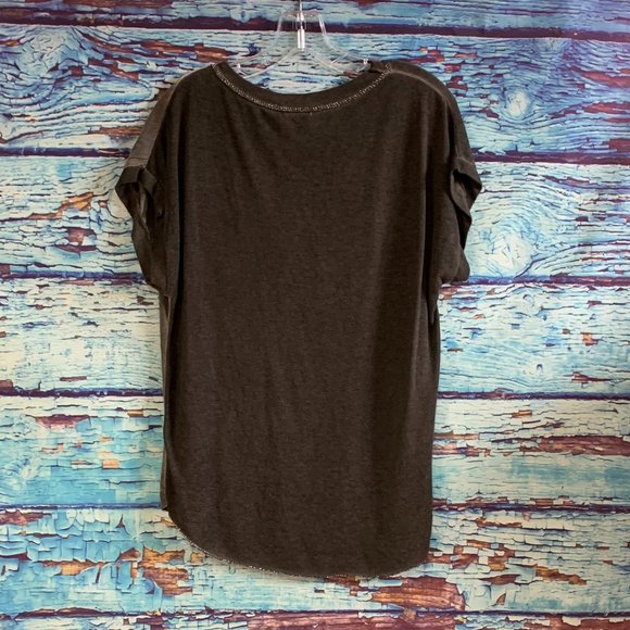 Elissia Distressed and Embellished Mixed Media T-Shirt - Picture 4 of 7